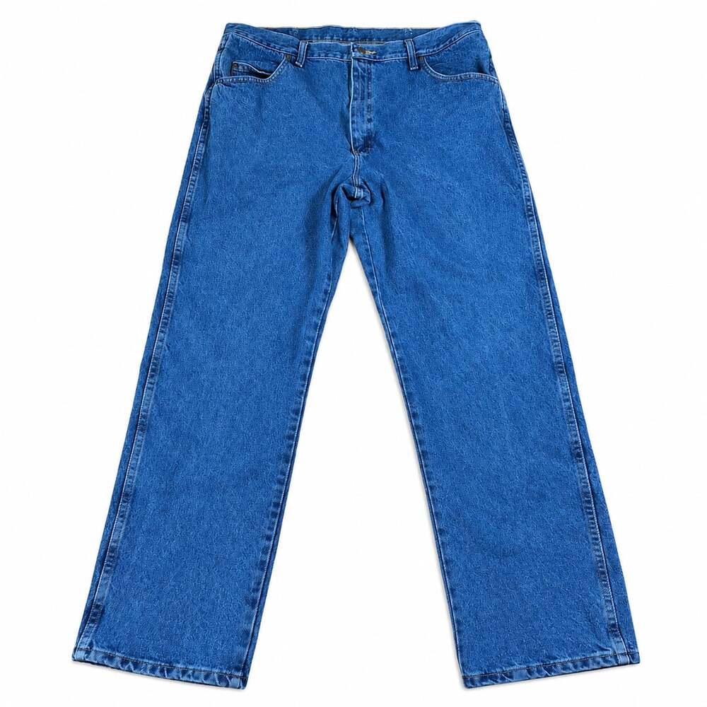 Wrangler Jeans 42x32 Blue Paisley Print Denim Straight Leg